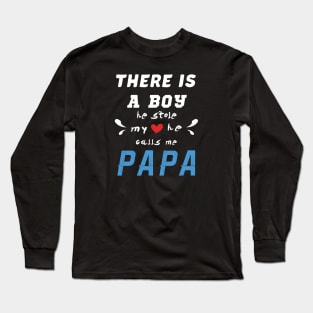 Papa Gifts Shirts from Grandson, he Stole My Heart Long Sleeve T-Shirt